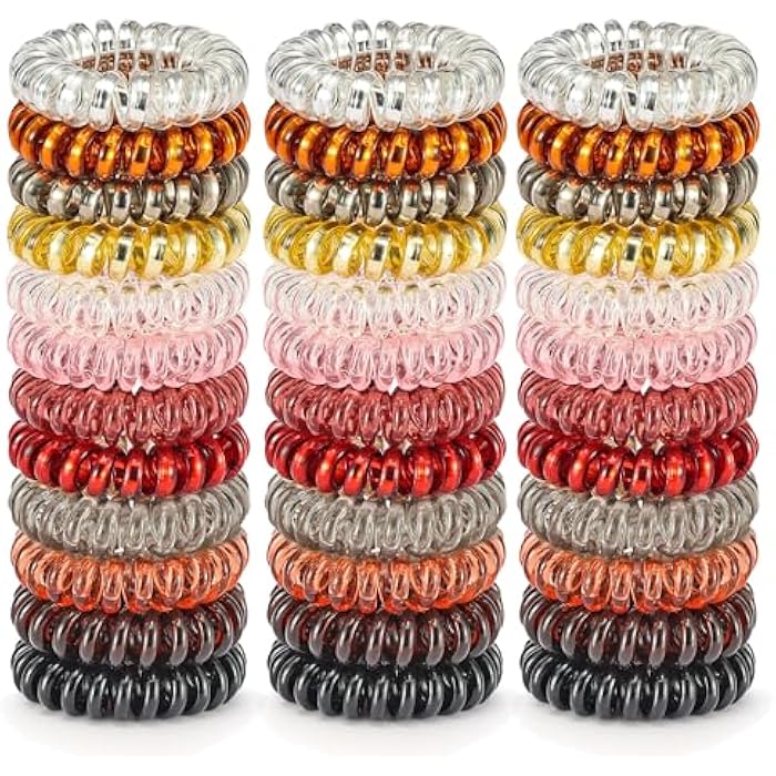 TailaiMei 20 Pcs Spiral Hair Ties, No Crease Coil Hair Ties, Phone Cord Hair Ties for Thick Hair - Women Ponytail Holder Elastics - Image 1